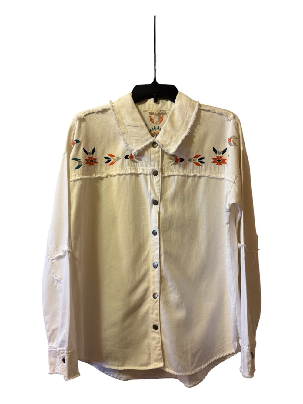 Women's white Button-Front Embroidered Western Shirt